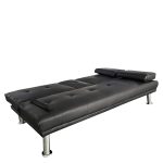 Καναπές Κρεβάτι Τριθέσιος ArteLibre ALFRED Μαύρο PU 164x76.5x79cm-AR14290053 - Image 4