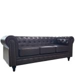 Καναπές Τριθέσιος ArteLibre AVERY Σκούρο Καφέ PU 208x90x73cm-AR14290072