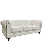 Καναπές Τριθέσιος ArteLibre AVERY Λευκό PU 208x90x73cm-AR14290073