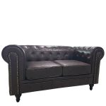 Καναπές Διθέσιος ArteLibre AVERY Σκούρο Καφέ PU 155x90x73cm-AR14290074