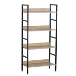 Ραφιέρα ArteLibre TYNDALL Με 4 Ράφια 60X27.6X126cm Δρυς/Μαύρο Μοριοσανίδα/Μέταλλο-AR15340013 - Image 2