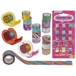 Ταινία Συσκευασίας Με Glitter 12mm Με 3 Θήκες Σε Διάφορα Χρώματα Και Σχέδια Σετ 12Τμχ-AR06530220