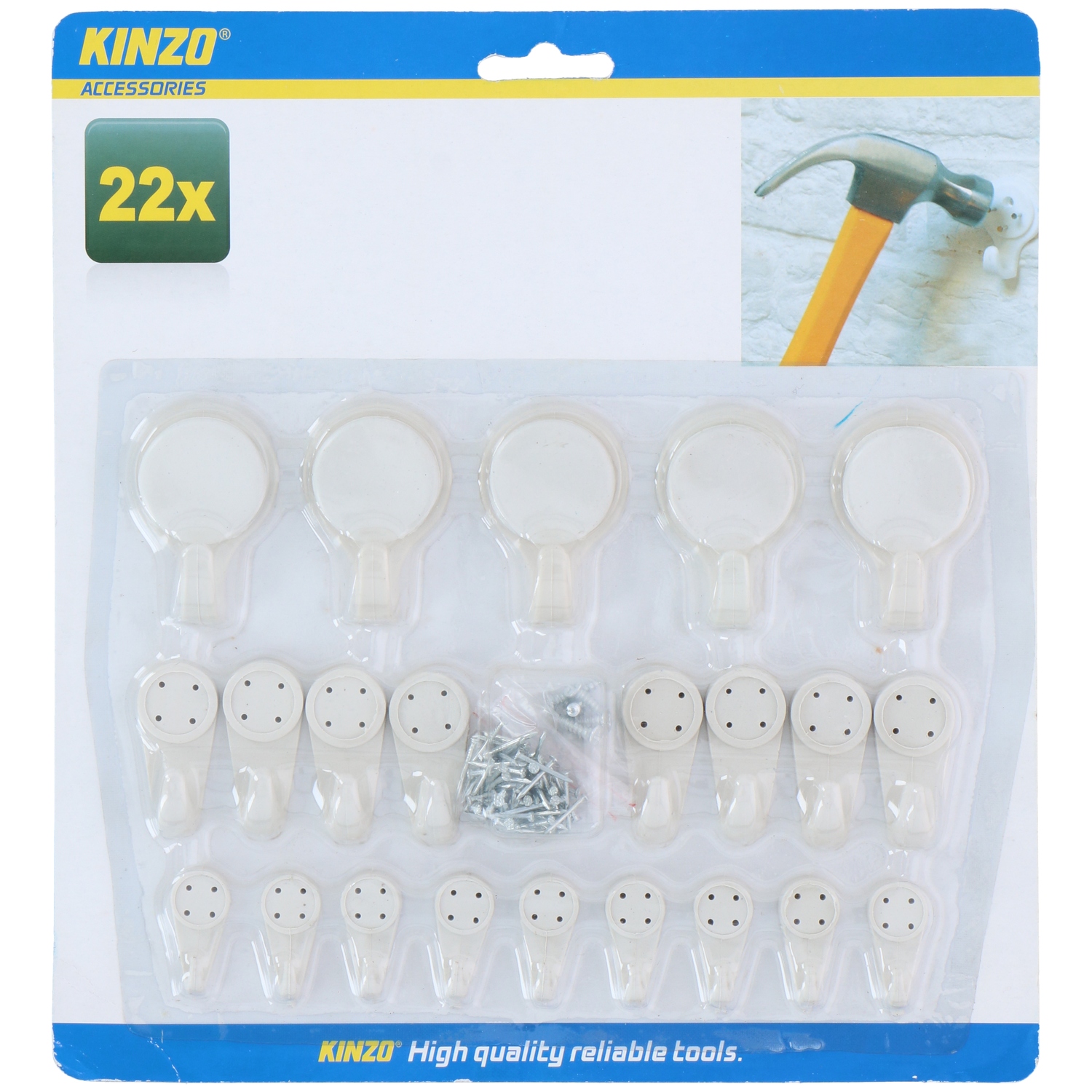 871125279743 Γάντζοι Τοίχου με Καρφιά 22Τμχ KINZO-AR06451720 - Image 1