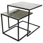 Τραπεζάκι ArteLibre Ασημί Αλουμίνιο 50x50x50cm Σετ 2Τμχ-AR05151730